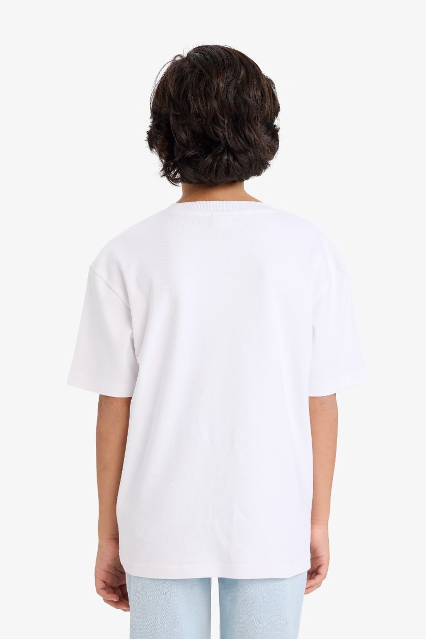 أولادي أبيض تيشيرت أوفر سايز قماش سميك أولادي