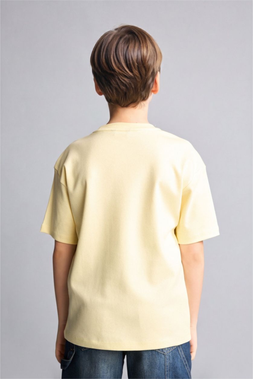 Boys & Teens Yellow تيشيرت ولادي نص ردن اوفر سايز بياخة مستديرة