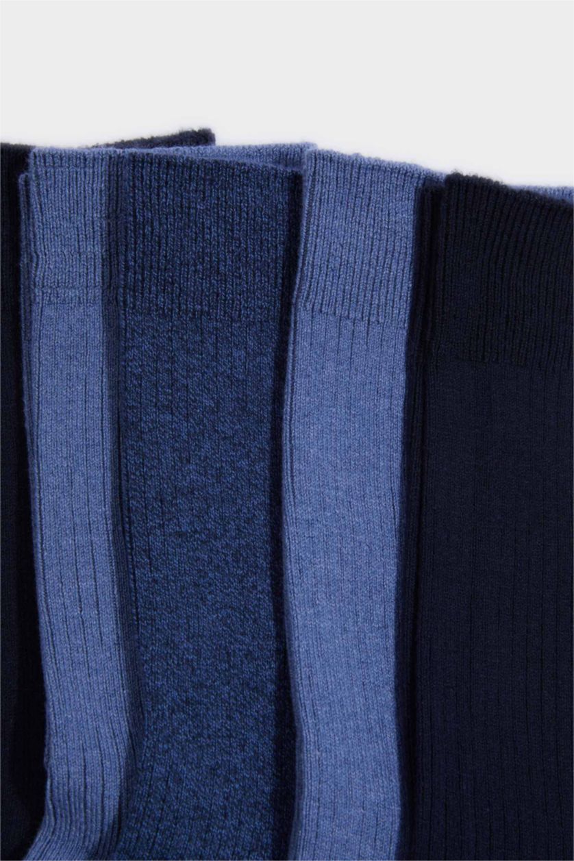 Erkek Lacivert Erkek 5'li Pamuklu Uzun Çorap