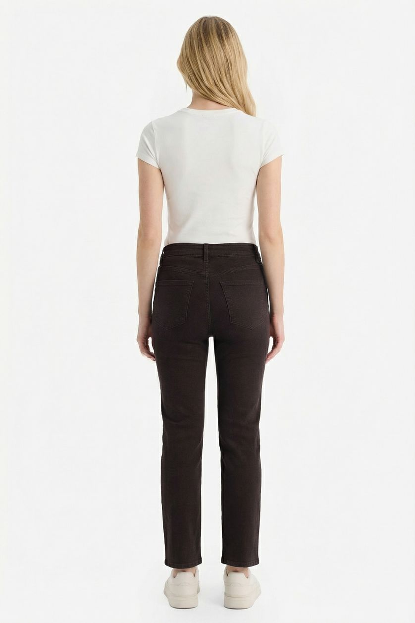 WOMAN Brown A Cut Ankle Length High Waist Denim Trousers