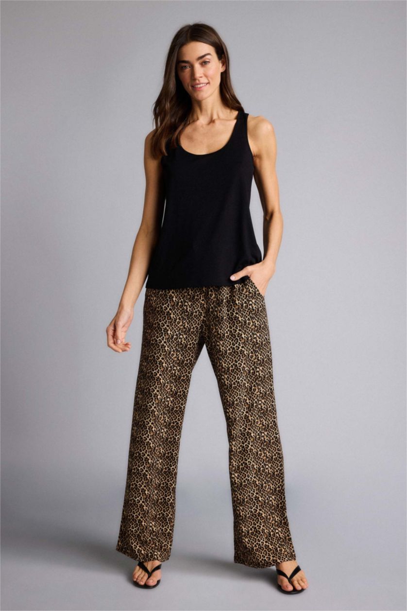 حريمي أسود بنطلون منسوج قصة مستقيمة