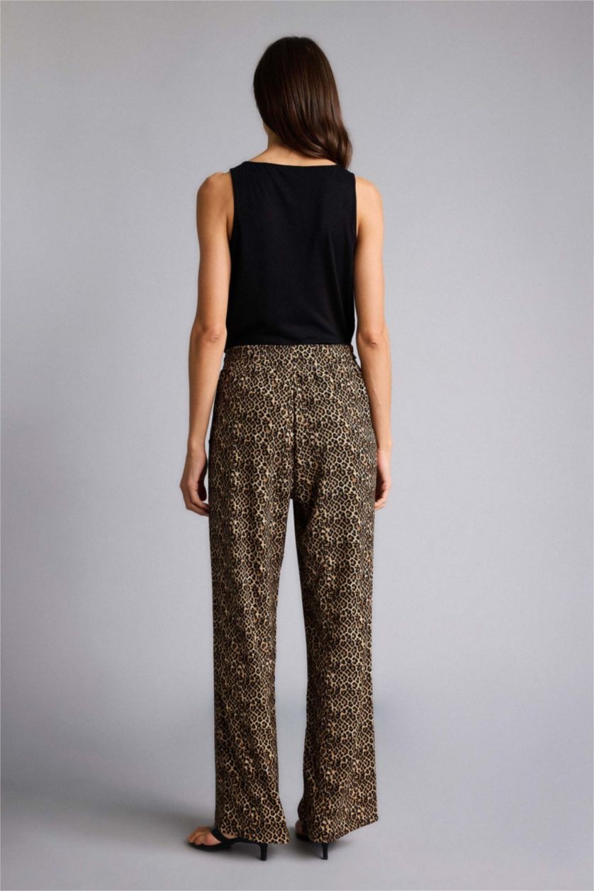 حريمي أسود بنطلون منسوج قصة مستقيمة