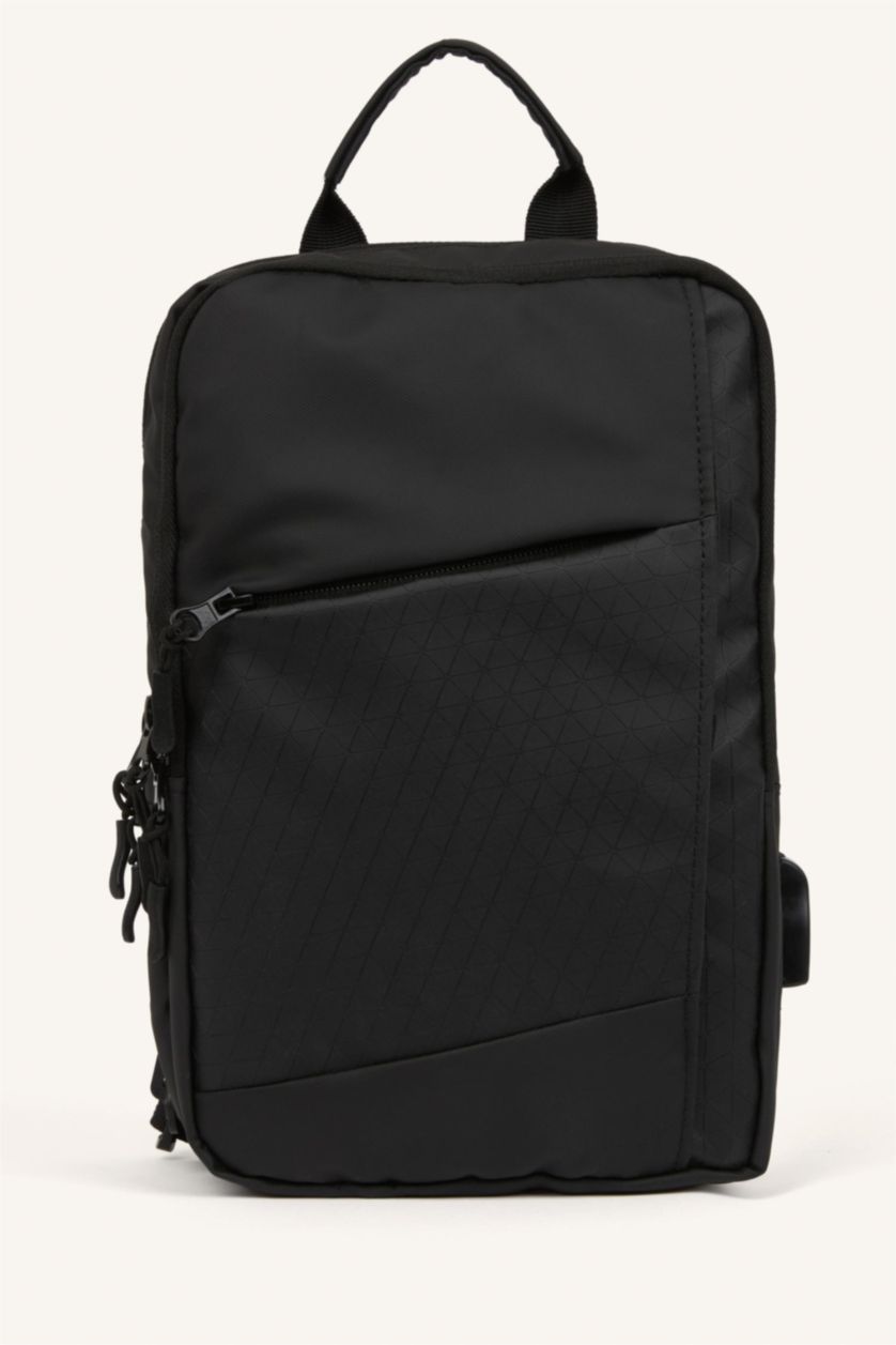 MAN Black Faux Leather Crossbody Bag