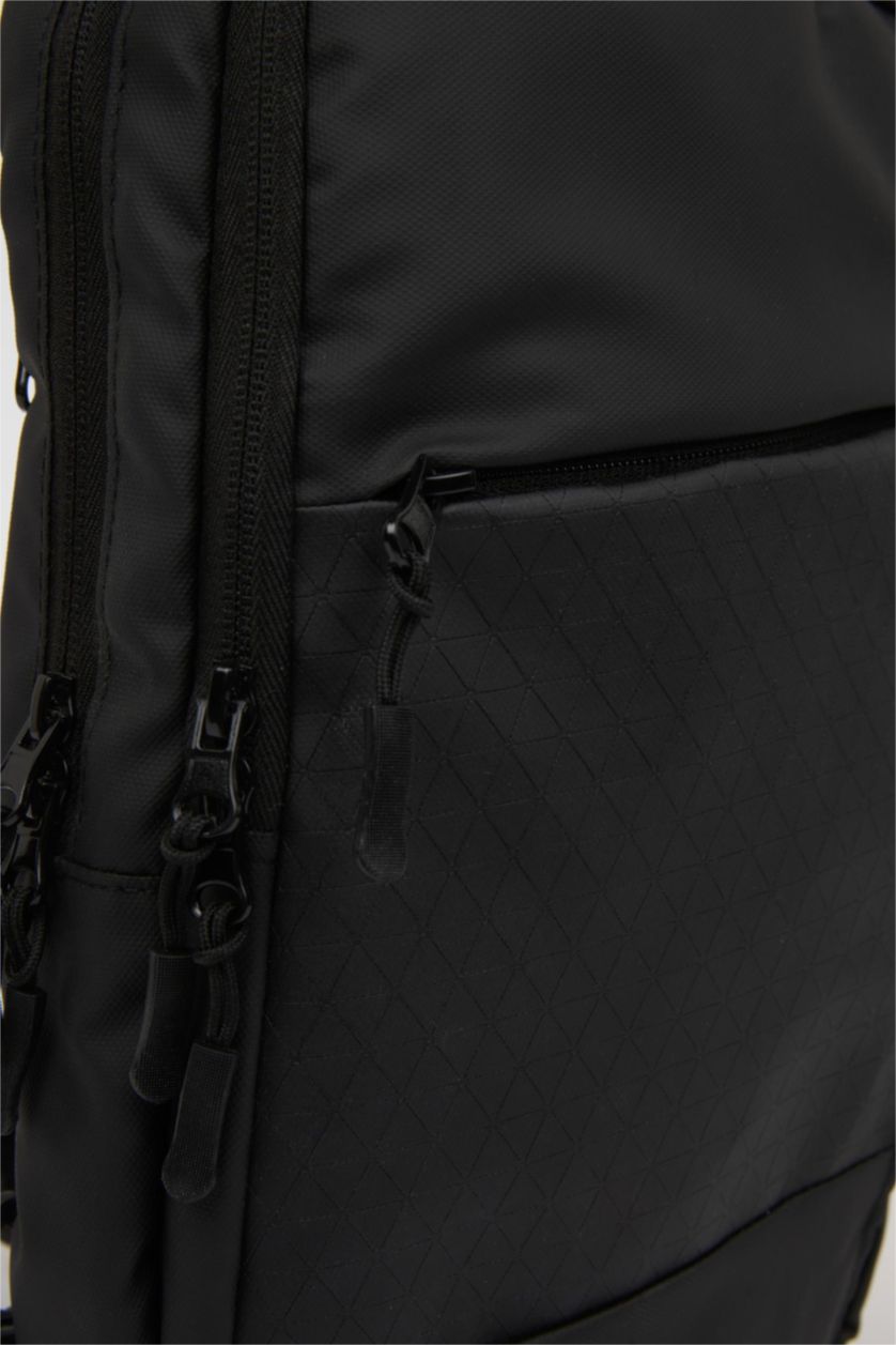 MAN Black Faux Leather Crossbody Bag