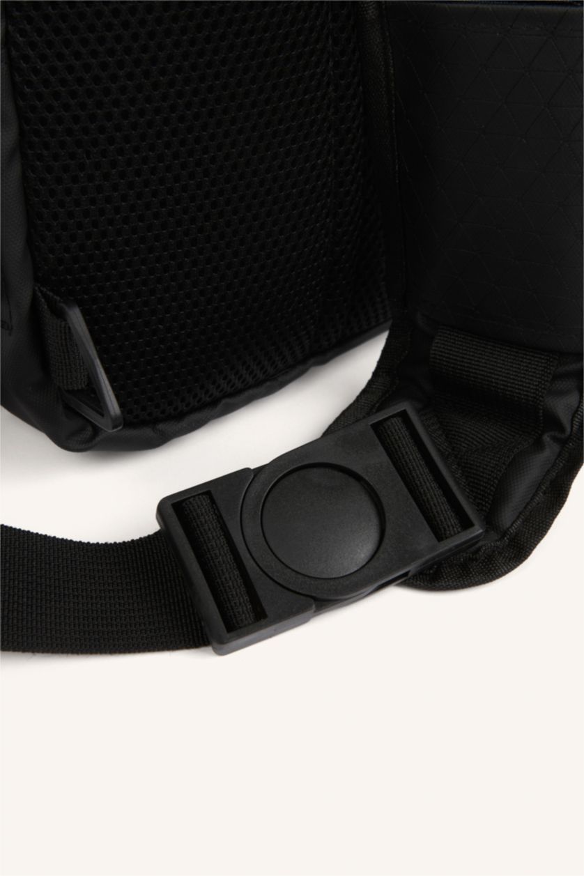 MAN Black Faux Leather Crossbody Bag