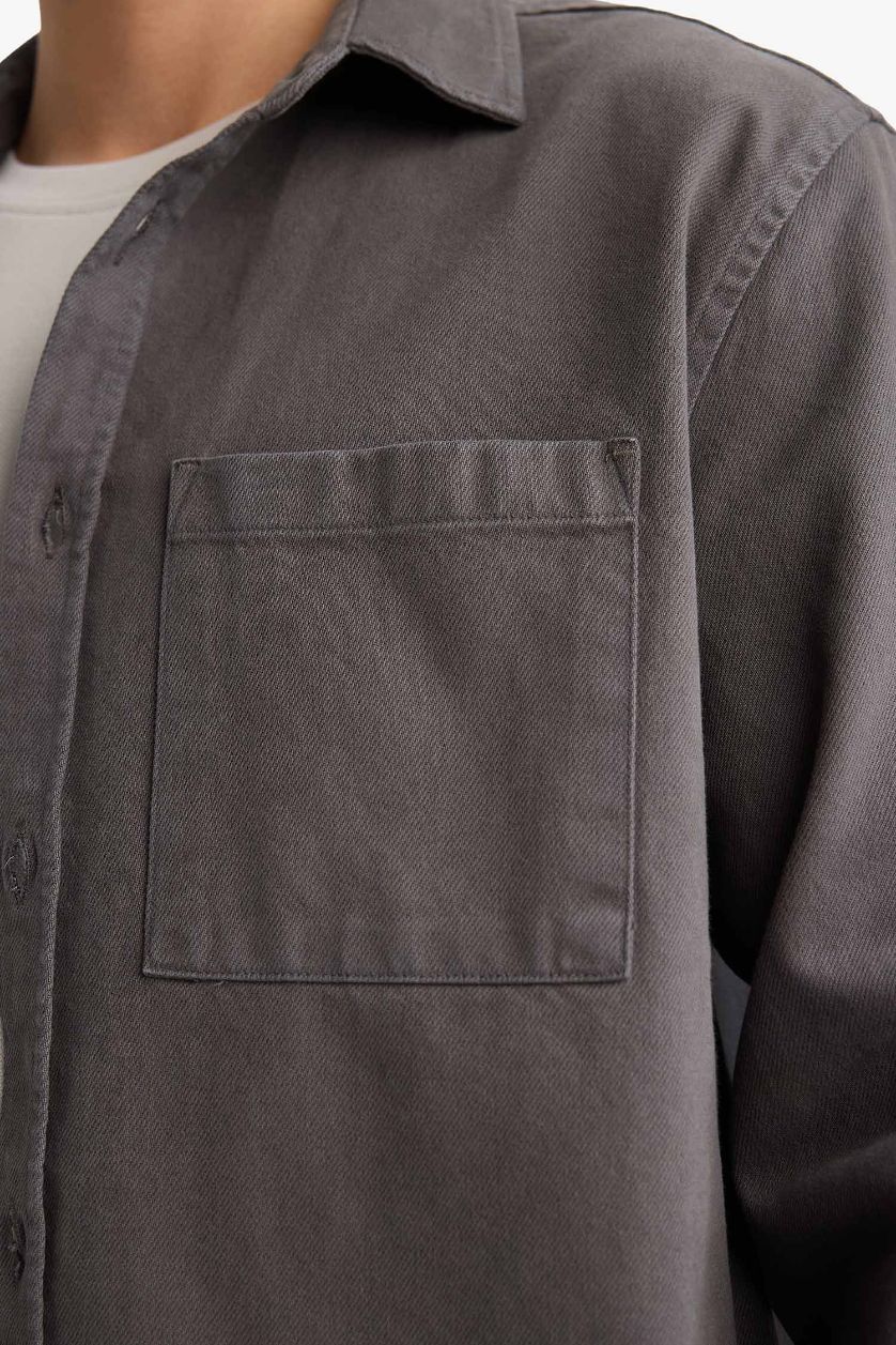 رجال أنثرا قميص بولو جبردين ردن طويل قصة مريحة