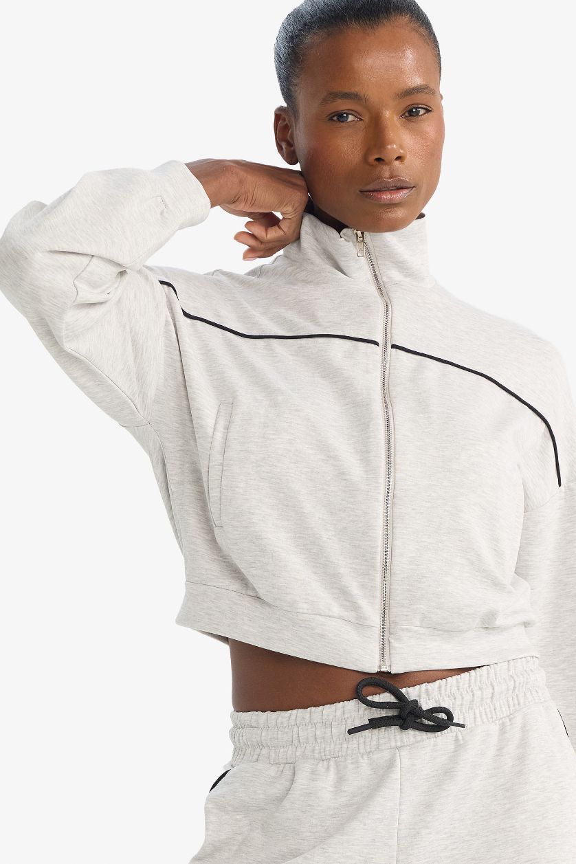 Kadın Açık Gri Melange Hırka