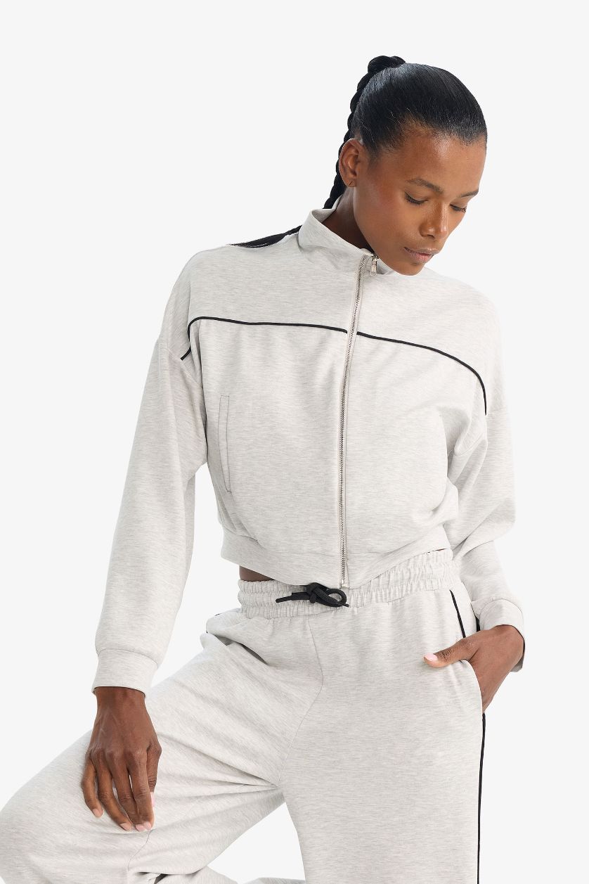 Kadın Açık Gri Melange Hırka