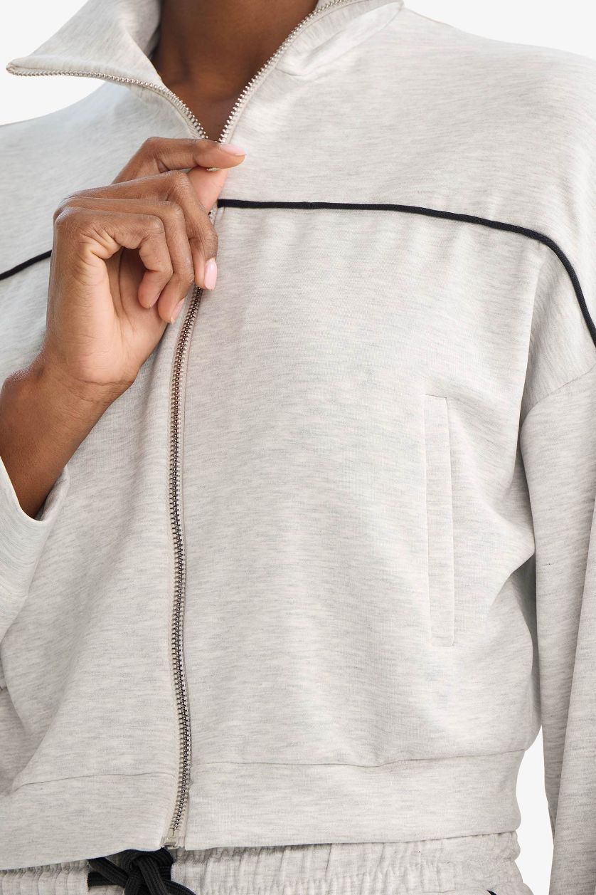 Kadın Açık Gri Melange Hırka