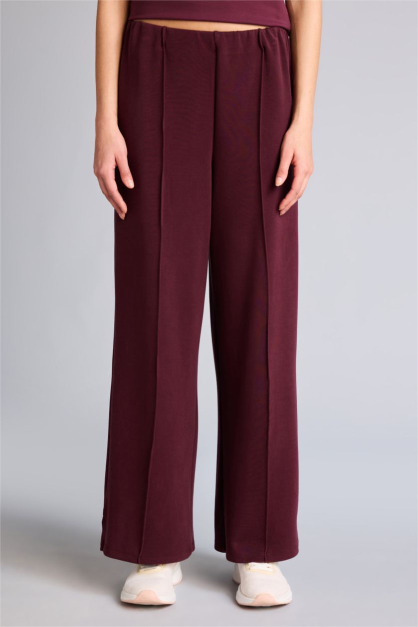 Kadın Bordo Beli Lastikli Geniş Paça Eşofman Altı
