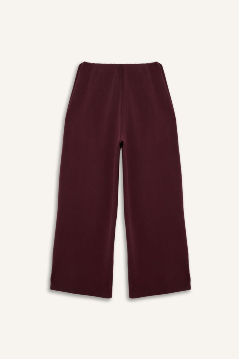 Kadın Bordo Beli Lastikli Geniş Paça Eşofman Altı