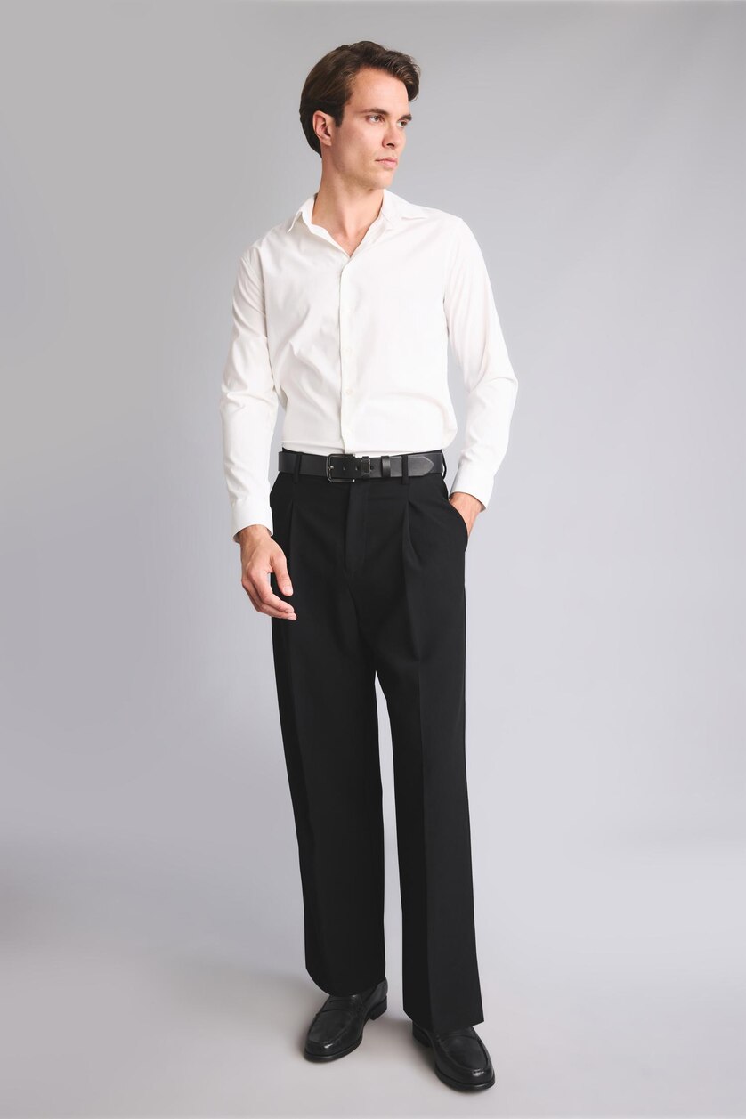 Men Black Wide Leg Trousers