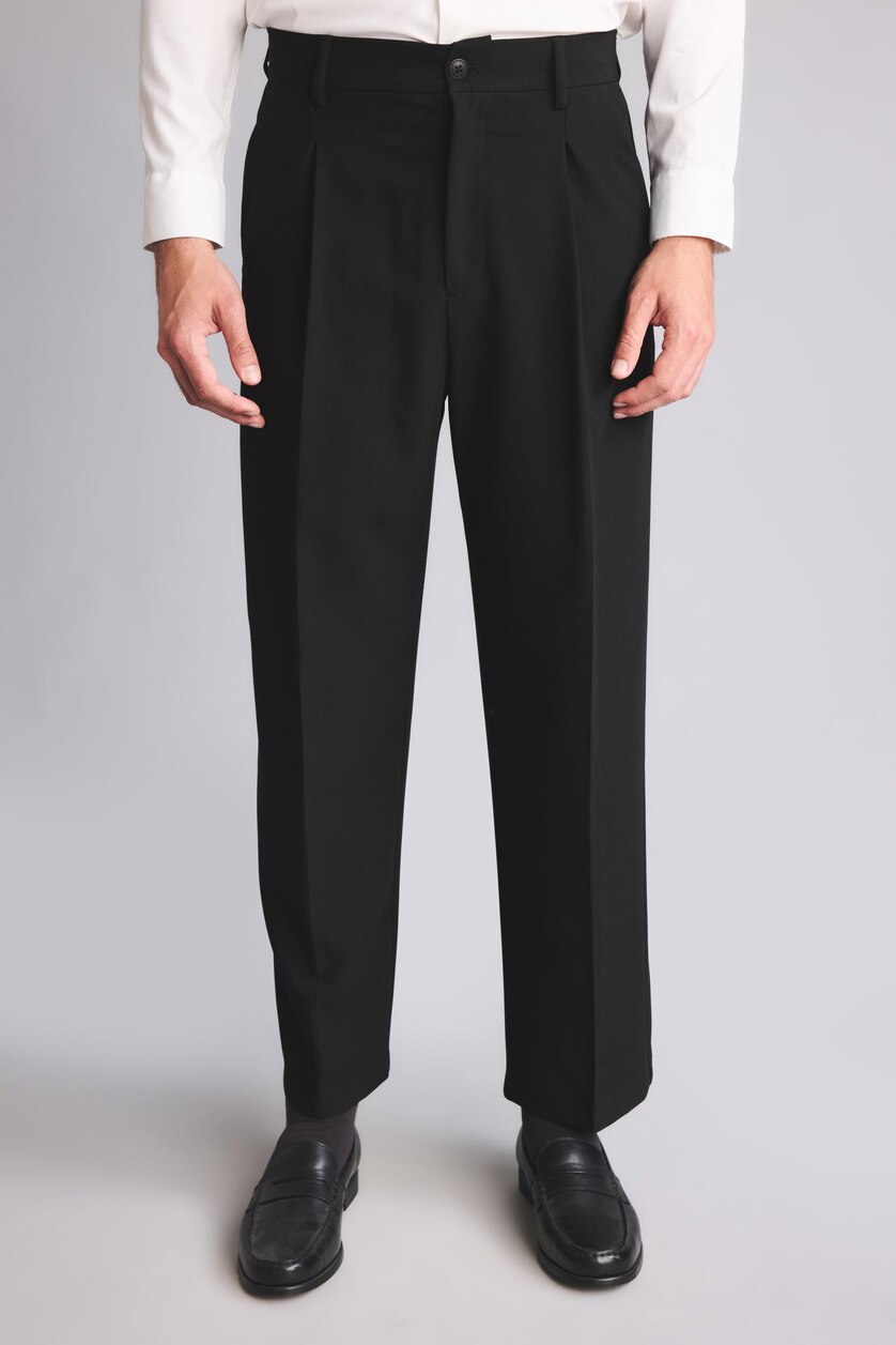 Men Black Wide Leg Trousers