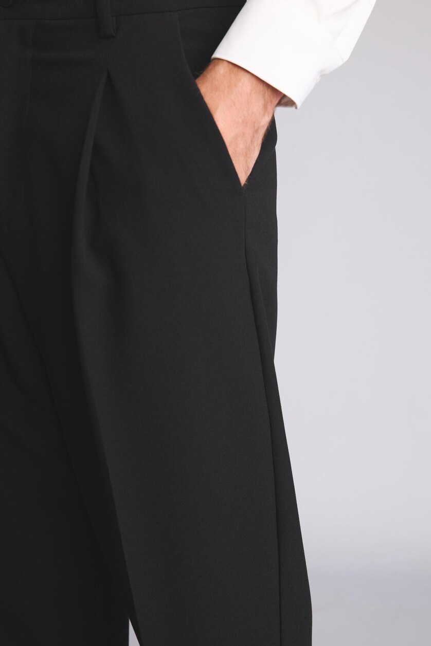 Men Black Wide Leg Trousers