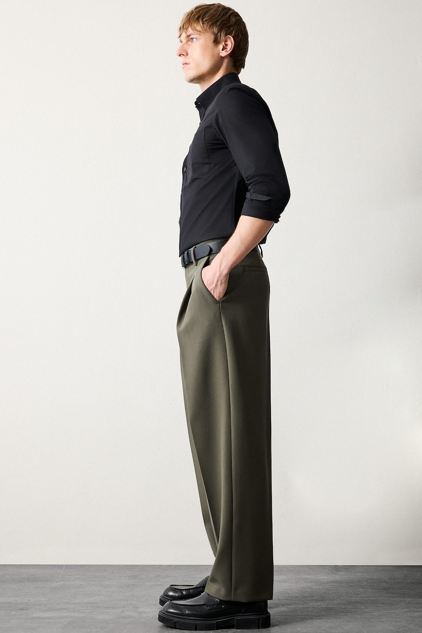MAN Dark Khaki Wide Leg Trousers