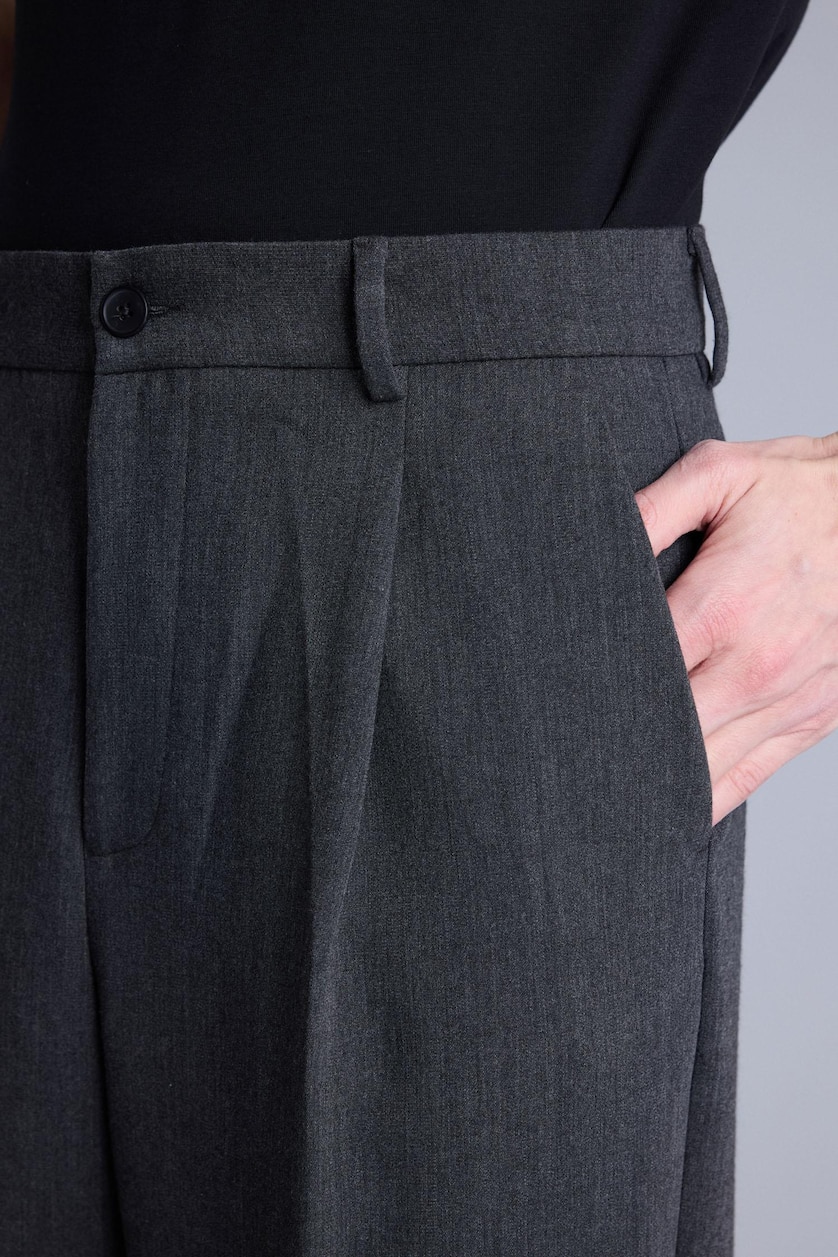 Erkek Antrasit Melanj Wıde Leg Pantolon