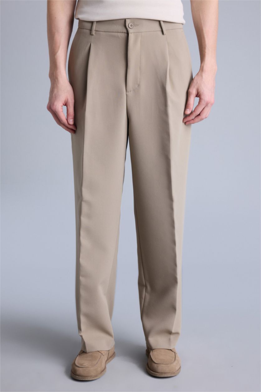 Erkek Bej Wıde Leg Pantolon