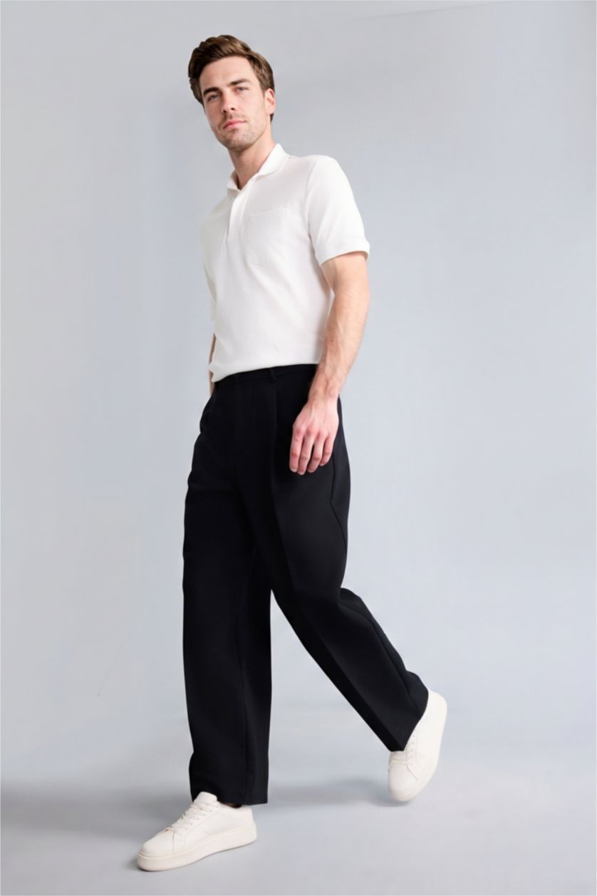 HOMME Noir Pantalon à jambes larges