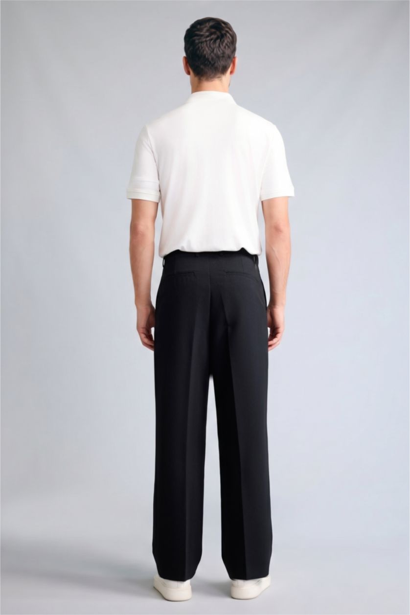 HOMME Noir Pantalon à jambes larges