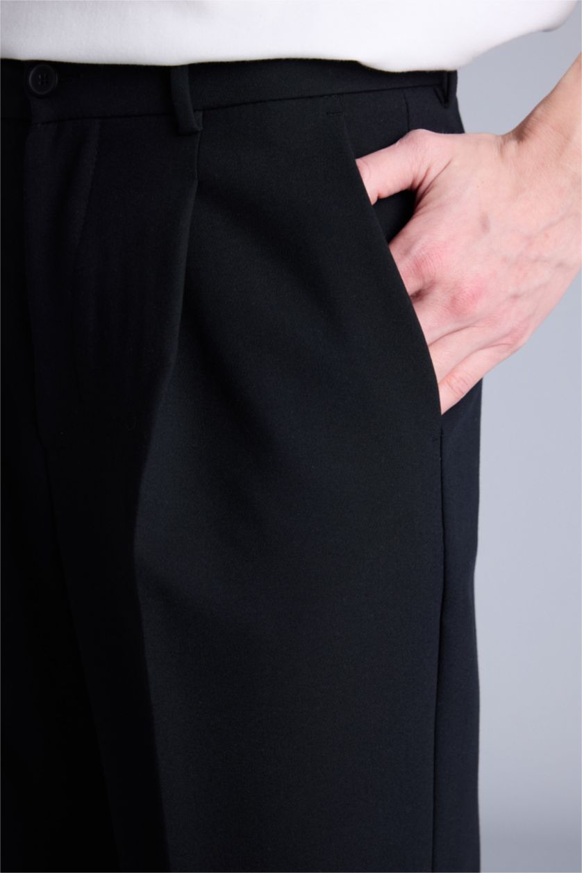 Erkek Siyah Wıde Leg Pantolon