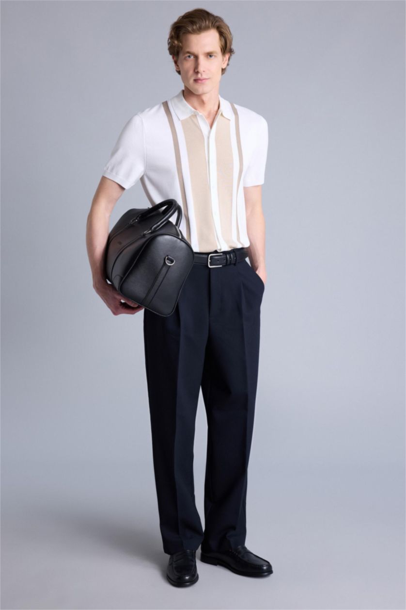 Erkek Lacivert Wıde Leg Pantolon