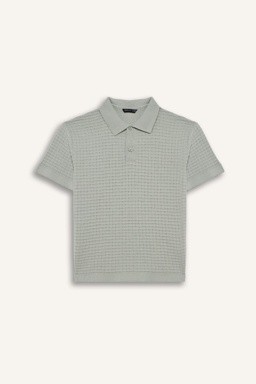 Erkek Çocuk - Genç Erkek Mint Polo Yaka Dokulu Pamuklu Kazak Erkek Çocuk