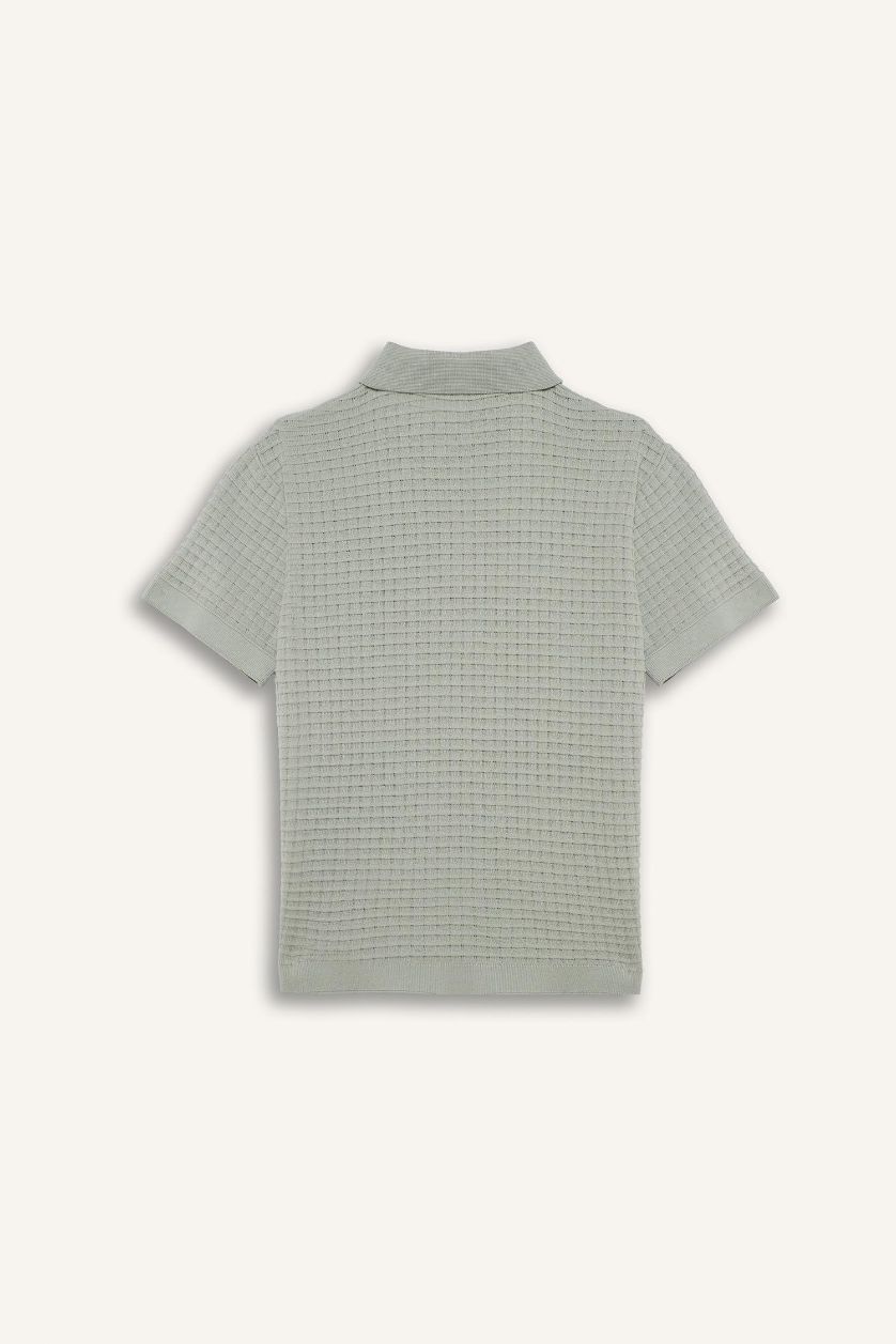 Erkek Çocuk - Genç Erkek Mint Polo Yaka Dokulu Pamuklu Kazak Erkek Çocuk