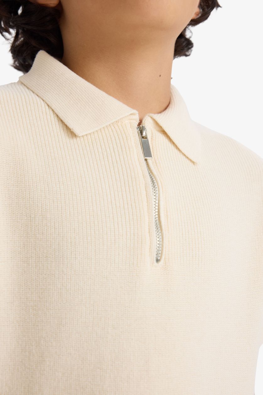 أولادي بيج فاتح بلوفر اولادي قطن قصة عادية بياقة بولو