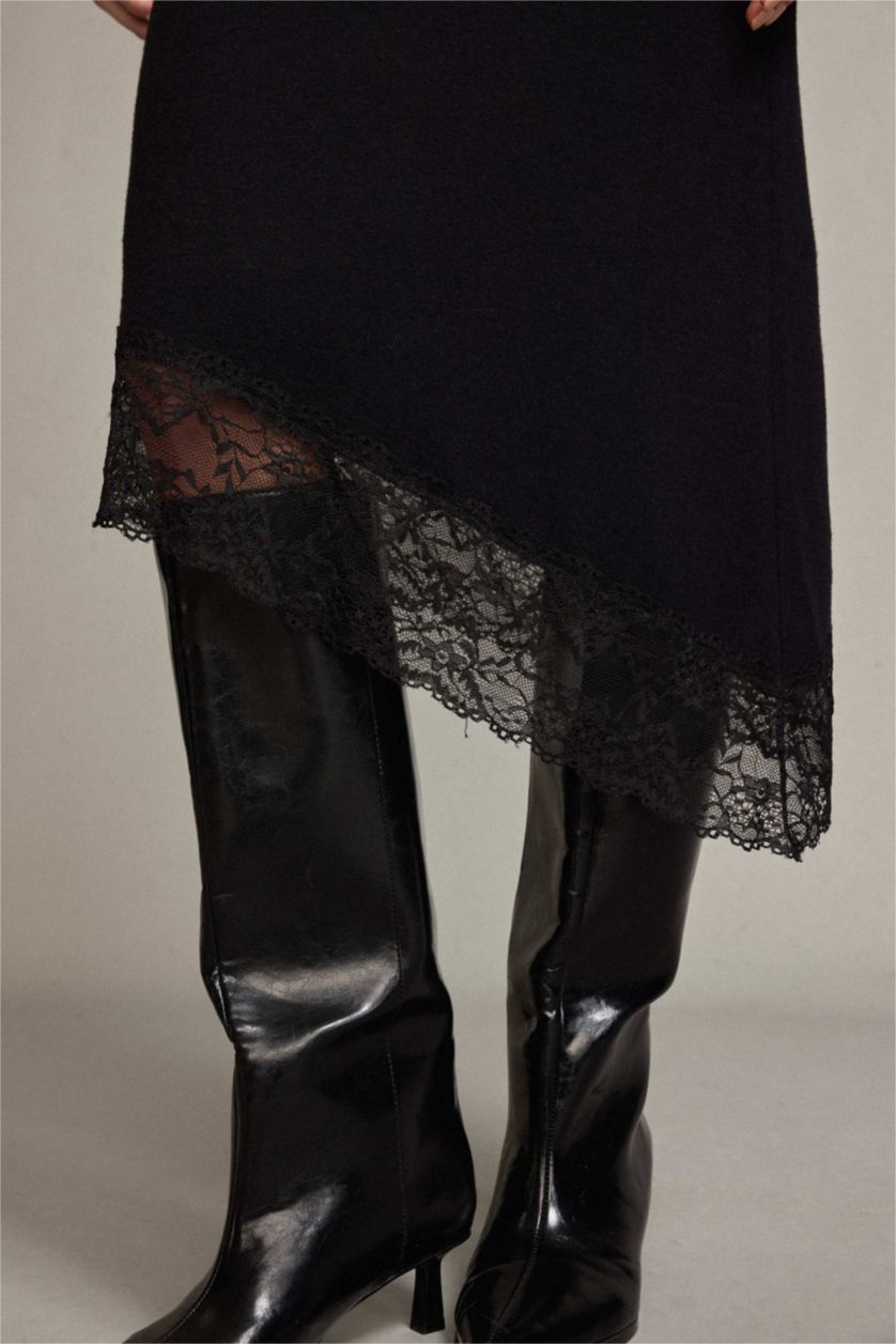 نساء أسود تنورة ميدي سليم فيت بخصر عادي