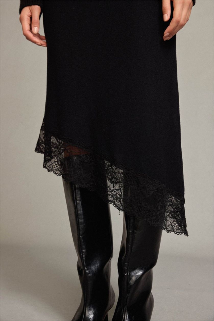 نساء أسود تنورة ميدي سليم فيت بخصر عادي