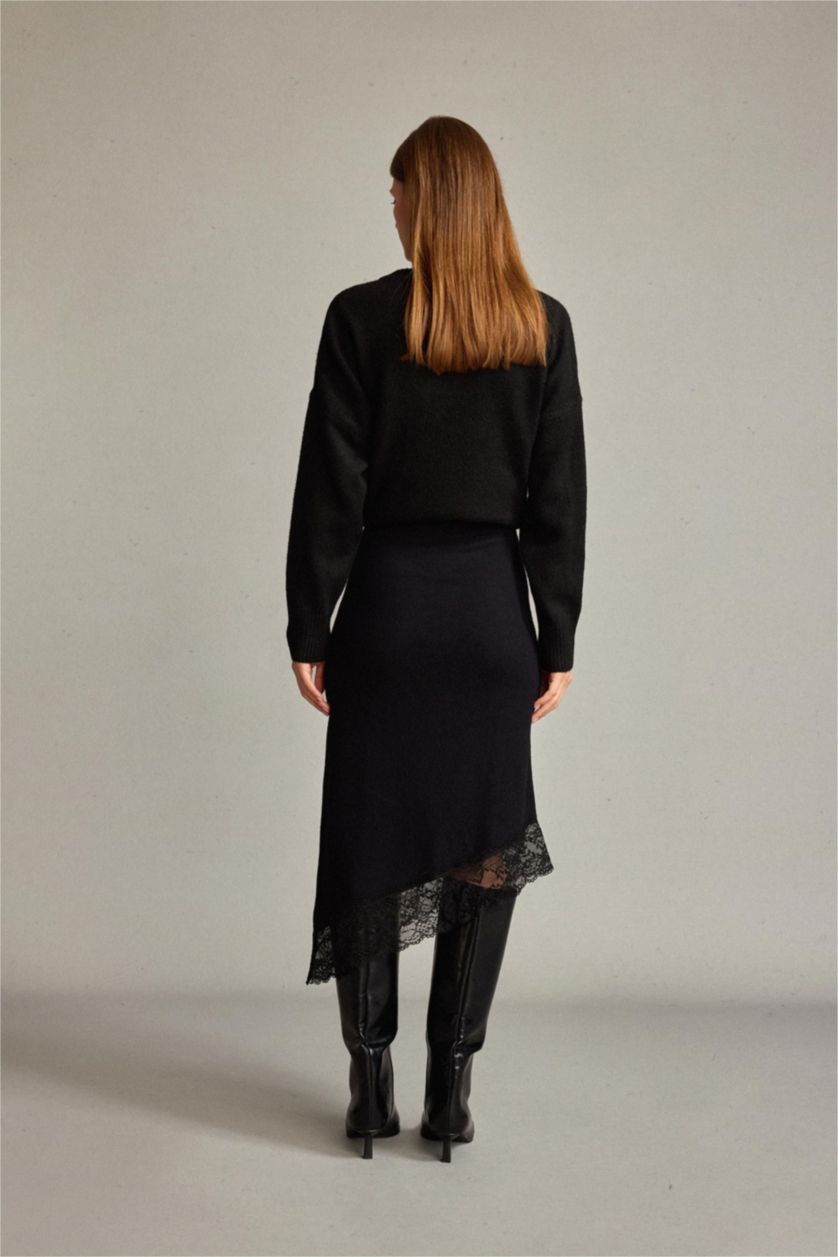 نساء أسود تنورة ميدي سليم فيت بخصر عادي