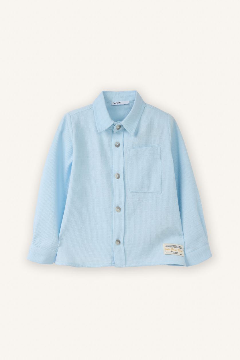 BÉBÉ GARÇON BLEU Clair Chemise en coton à manches longues pour bébé garçon