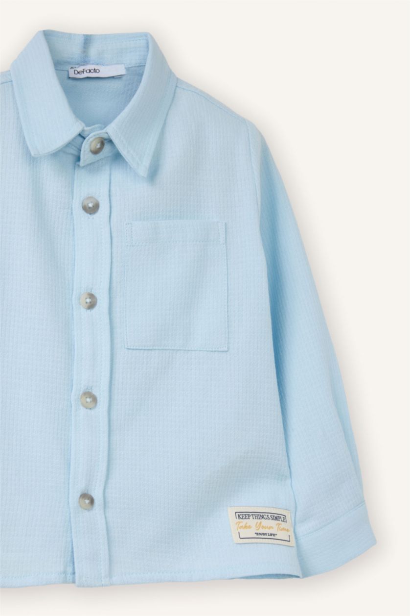 BÉBÉ GARÇON BLEU Clair Chemise en coton à manches longues pour bébé garçon