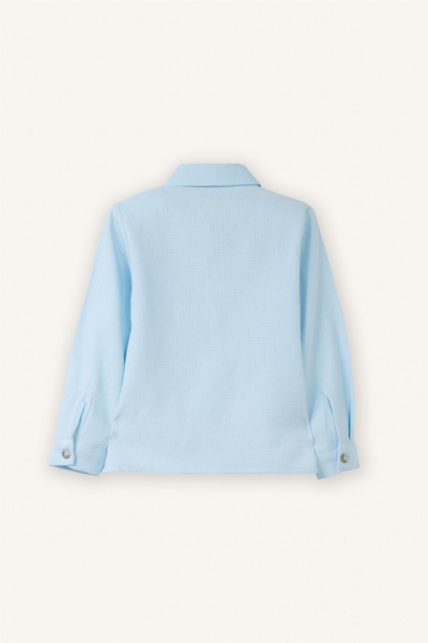 Малыши мальчики Светло-синий Рубашка с длинным рукавом с длинным рукавом из хлопка для малышей мальчиков