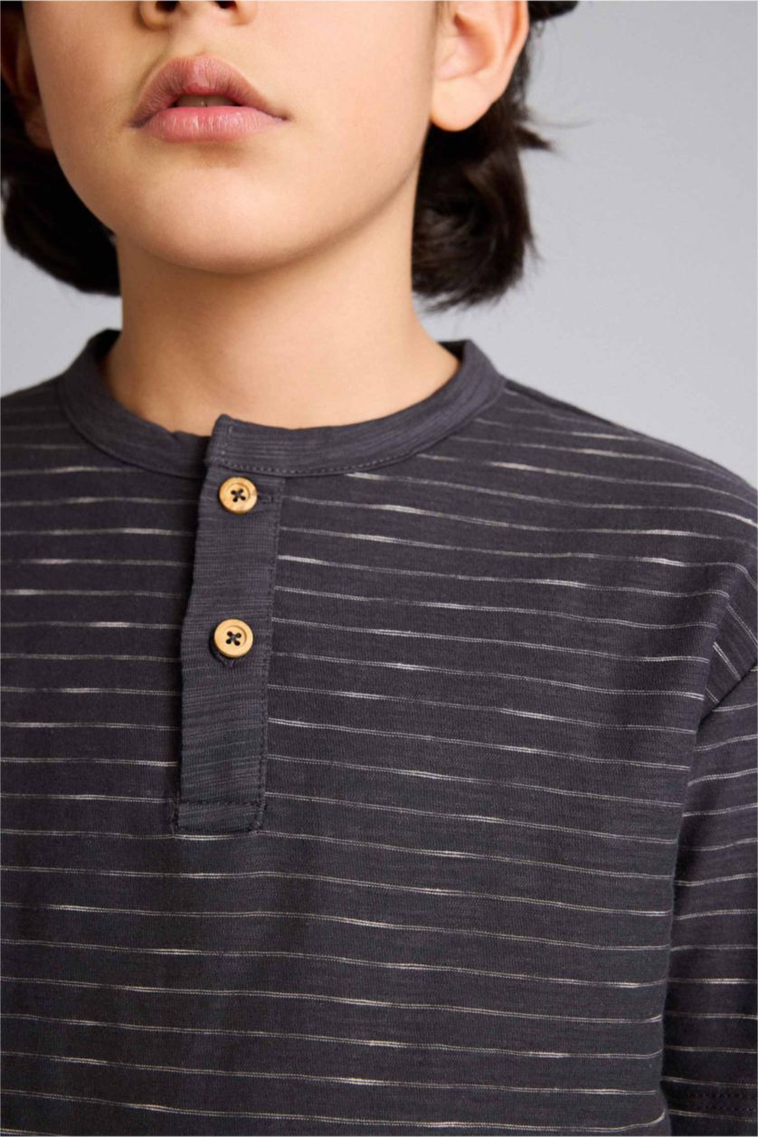 Erkek Çocuk - Genç Erkek Antrasit Hakim Yaka Tişört Erkek Çocuk