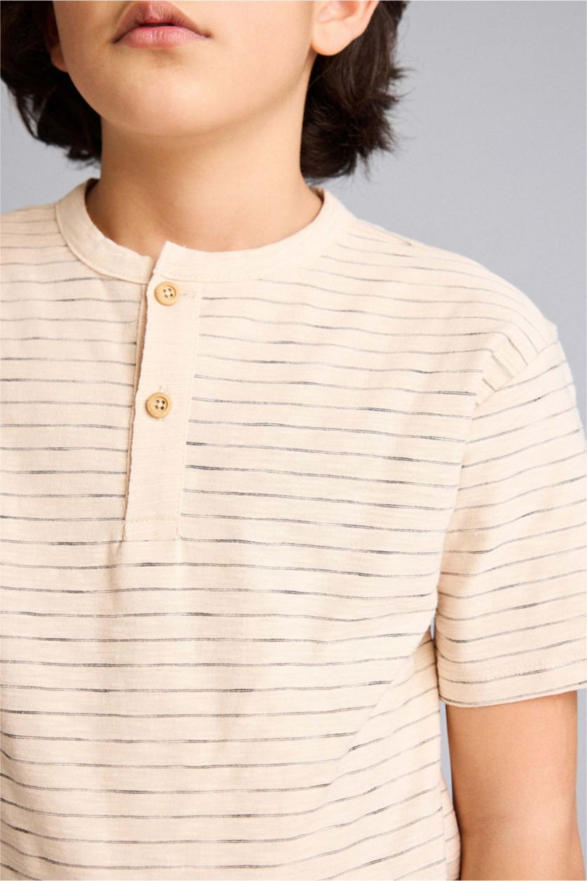 Erkek Çocuk - Genç Erkek Kum Hakim Yaka Tişört Erkek Çocuk