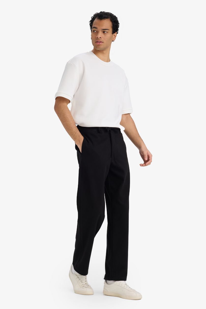 MAN Black Straight Leg Pocketed Trousers