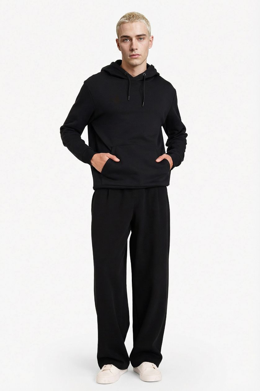 MAN Black Barrel Fit Sports Pants