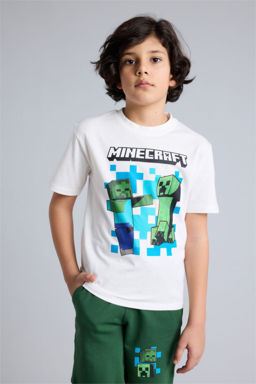 Erkek Çocuk - Genç Erkek Kırık Beyaz Minecraft 2'li Takım Erkek Çocuk