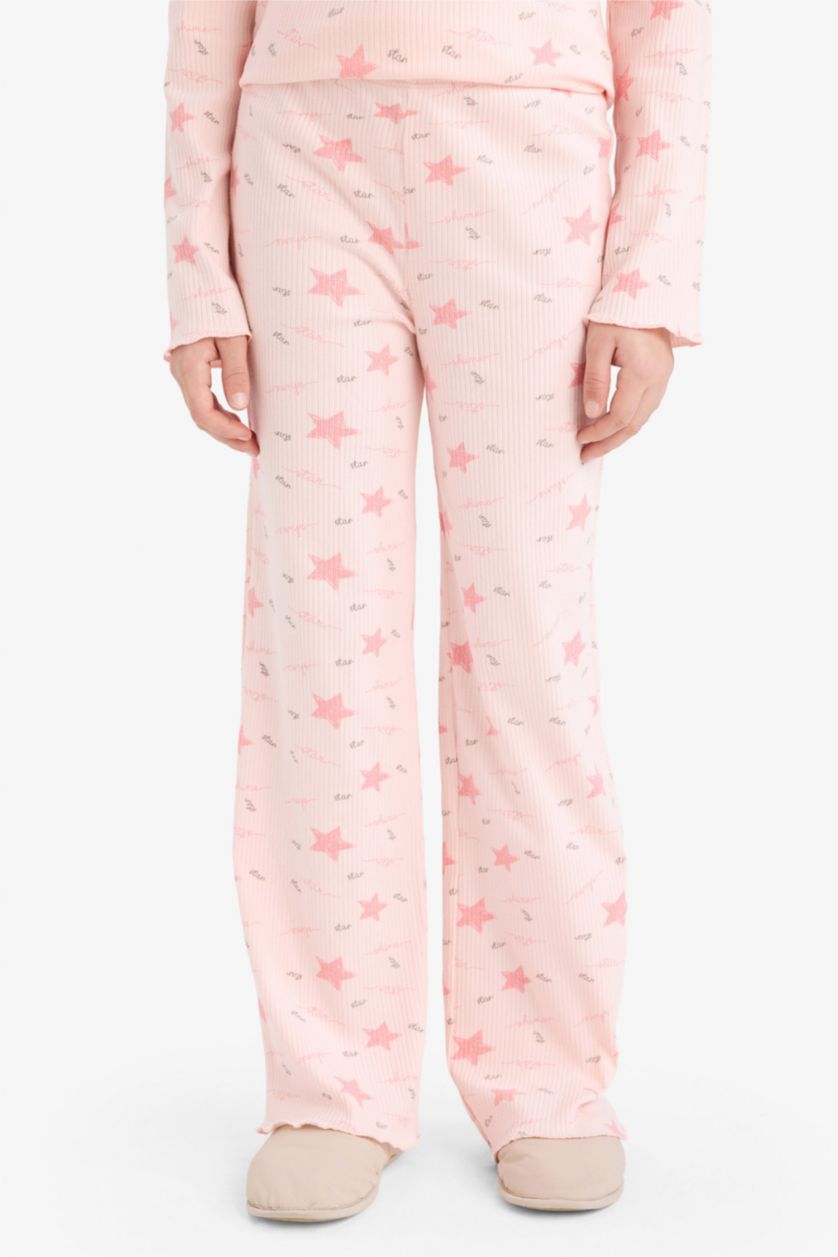 Kız Çocuk - Genç Kız Açık Pembe Fitilli Kaşkorse 2'li Pijama Takımı Kız Çocuk