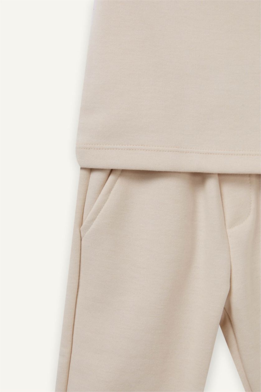 Erkek Bebek Bej Baskılı 2'li Takım Erkek Bebek