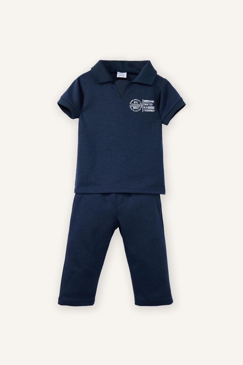 BABY BOY NAVY Baby Boy Printed T-Shirt and Pants 2 Piece Set