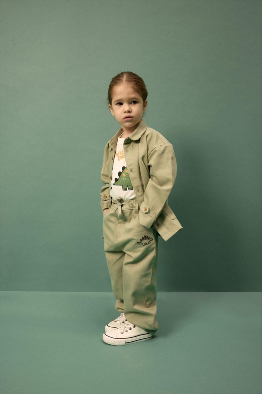 BABY BOY Mint Baby Boy Regular Fit Dinosaur Print Gabardine Trousers