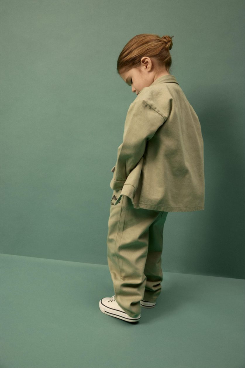 BABY BOY Mint Baby Boy Regular Fit Dinosaur Print Gabardine Trousers