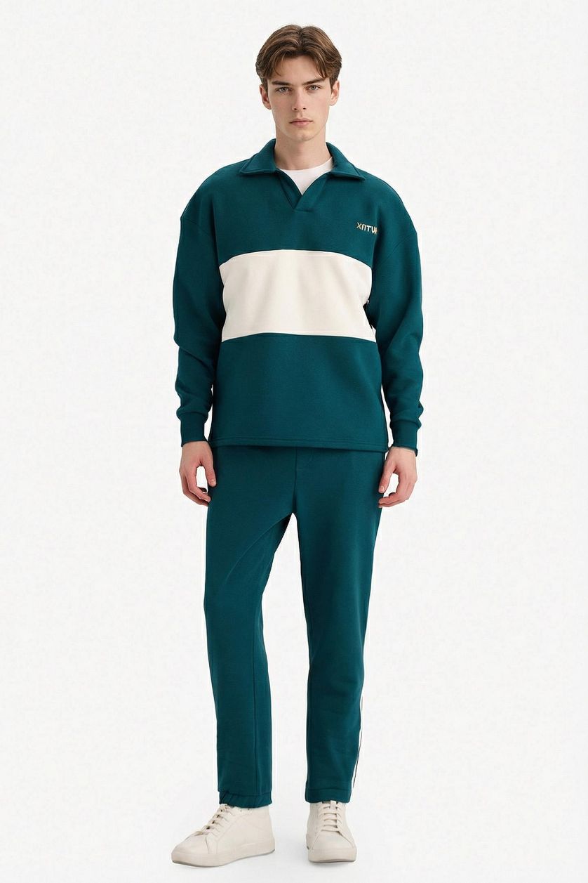 MAN Green Straight Leg Elastic Waist Sports Pants