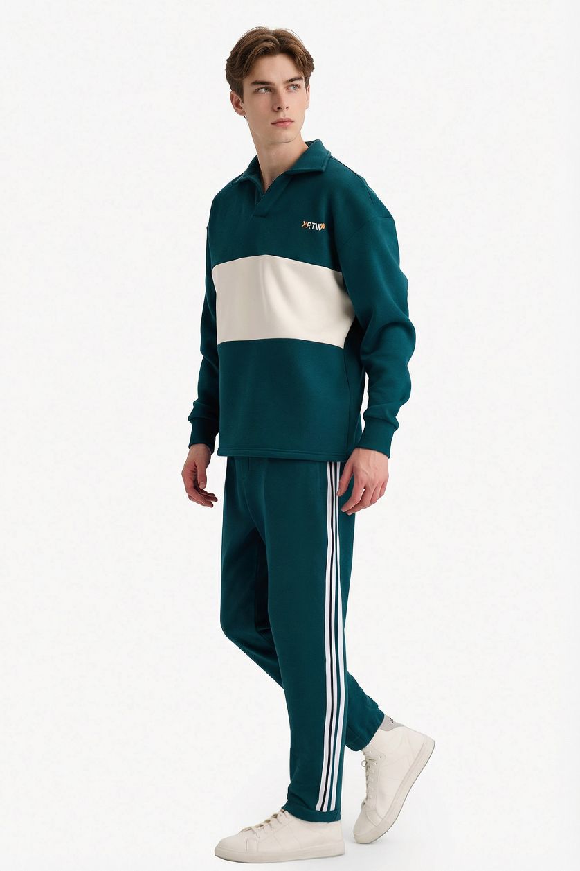 MAN Green Straight Leg Elastic Waist Sports Pants