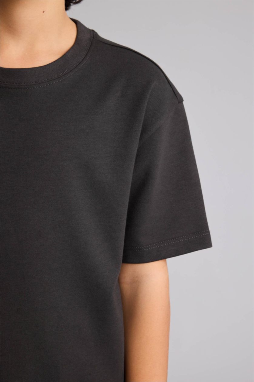 أولادي أنثرا تيشيرت اولادي نص كم اوفر سايز برقبة مستديرة