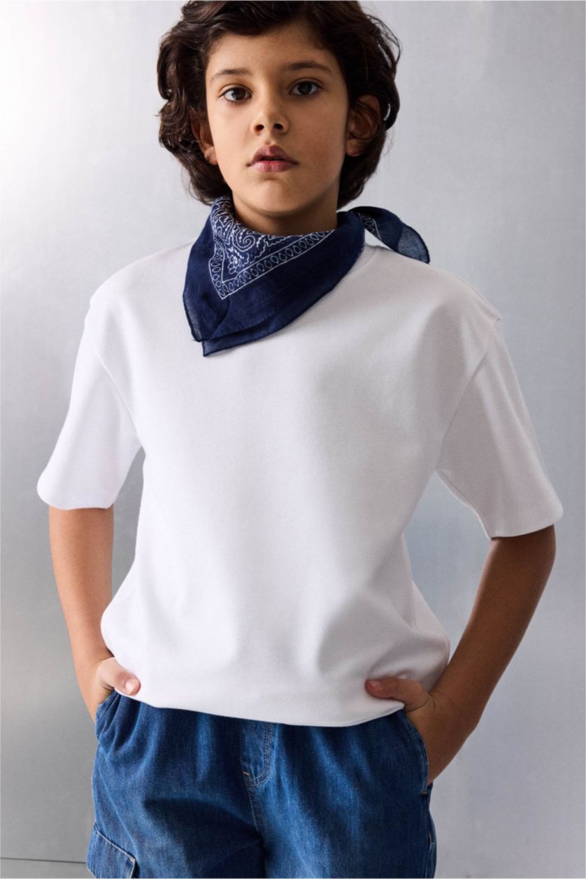 أولاد أبيض تيشيرت اولادي نص ردن اوفر سايز بياخة مستديرة