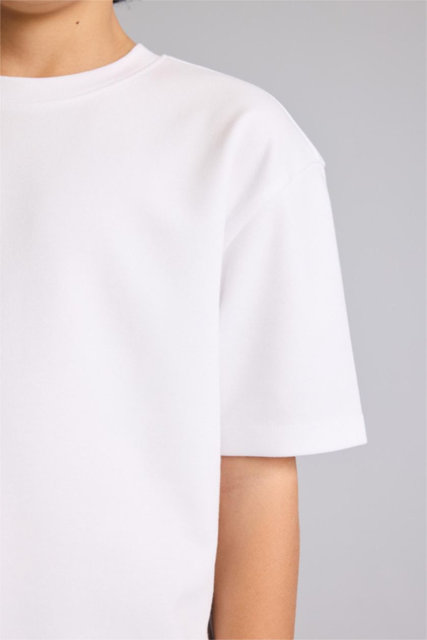 أولاد أبيض تيشيرت اولادي نص ردن اوفر سايز بياخة مستديرة