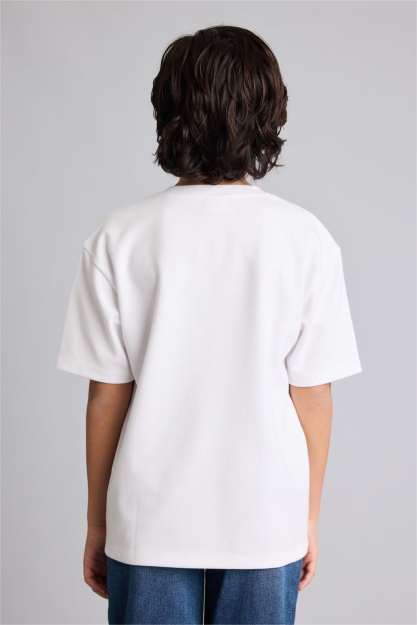 أولاد أبيض تيشيرت اولادي نص ردن اوفر سايز بياخة مستديرة